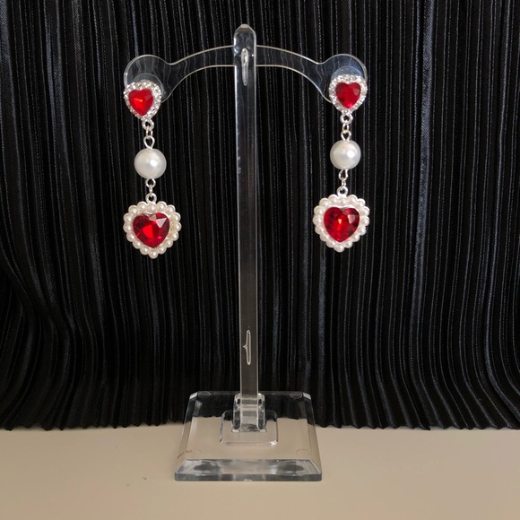 Vintage Jewelry - Vintage ruby pearl drop earrings Vintage Jewelry - Vintage ruby pearl drop earrings